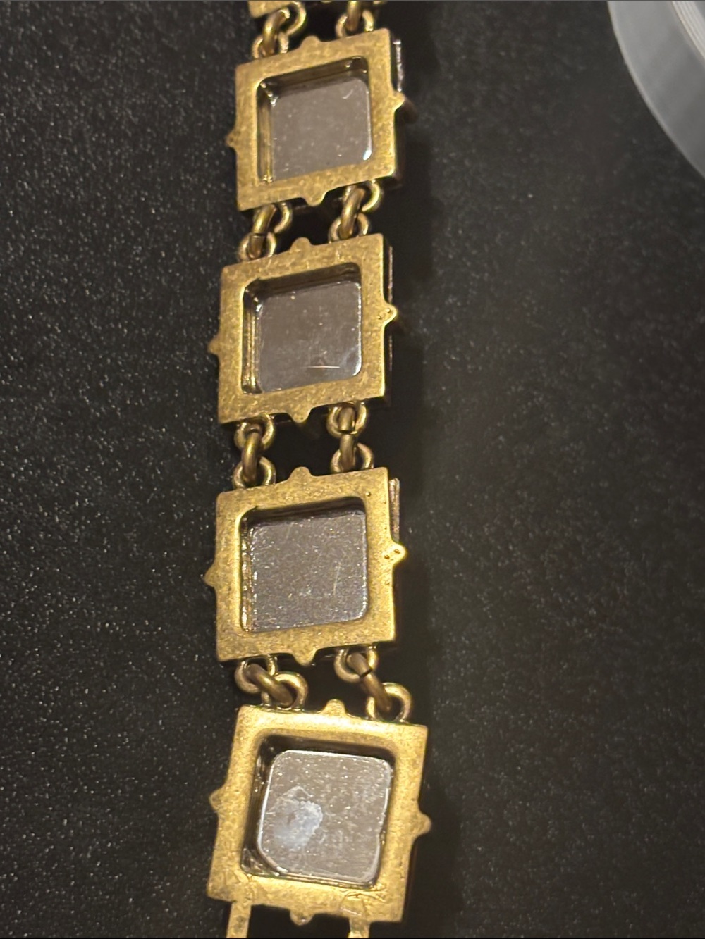 Vintage J. Crew Amber Crystal Link Bracelet Faceted Pyramid Glass - Picture 4 of 17